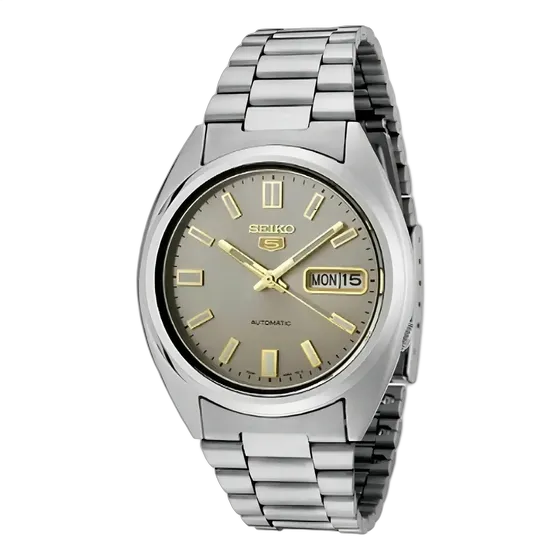 Seiko 5 Automatic Snxs75 (cal.7s26) 37mm Silver Strap Silver Bezel Champagne Dial Watch