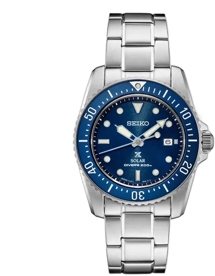 Seiko Men's 38mm Prospex Solar Diver Watch, Blue, SNE585