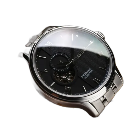 Seiko Presage 40.5mm Black Skeleton Steel Watch