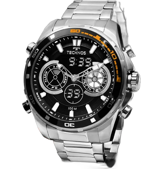 Technos Men's Watch Analog-Digital Stainless Steel 4.8cm 100m