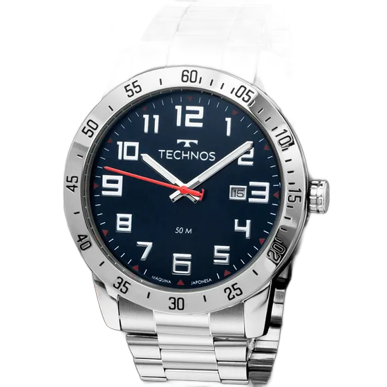 Technos Men's Military Analog Watch Steel Petrol Blue 5ATM