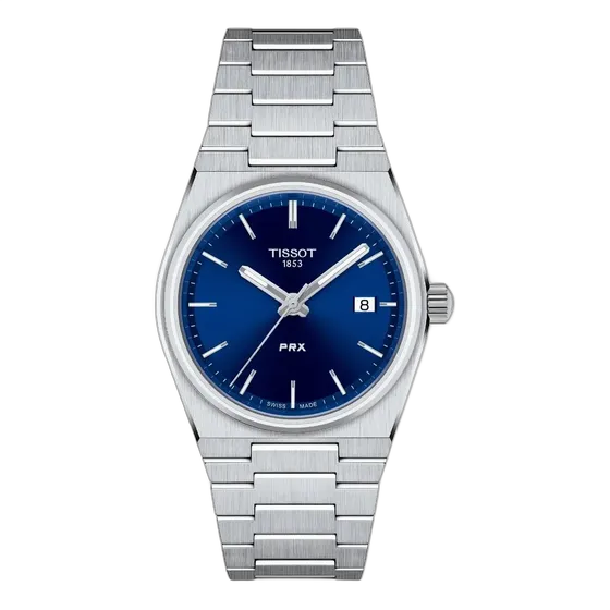 Tissot PRX Quartz Watch, Silver, Blue Dial and Steel Bracelet, for Adults