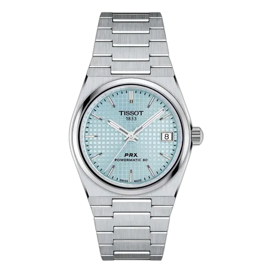 Tissot T137.207.11.351.00 PRX 35mm Powermatic 80 Watch, Silver, Light Blue