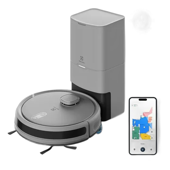 Robot Vacuum Cleaner 4-in-1 Electrolux Wi-Fi MOP Mopping Dry and Wet up to 1h40 Battery App Intelligent Laser Mapping Alexa Google Home and Self-Cleaning Charging Base Anti-Fall Sensor ERB80