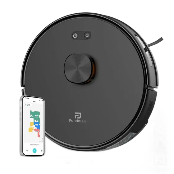 Smart Robot Vacuum Cleaner AMG-R3PROBK 3-in-1 Sweeps Vacuums and Mops 3D LDS Laser Mapping Compatible with Alexa and Google Wi-Fi App Pandaplus Tuya Black Dual Voltage