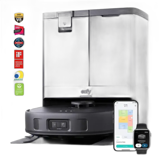 eufy X10 Pro 4-in-1 Robot Vacuum 8000Pa Suction AI Obstacle Avoidance AI.Map 3.0