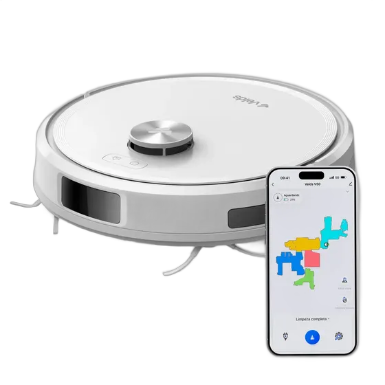 Velds V50 Robot Vacuum 10000pa Advanced Mapping Anti-Fall Sensor White