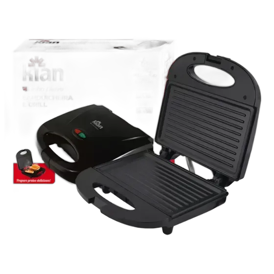 Sandwich Maker Grill 2 In 1 Kian Black Electric 750w Color Black, Your Ultra Fast Hot Sandwich, and Other Snacks