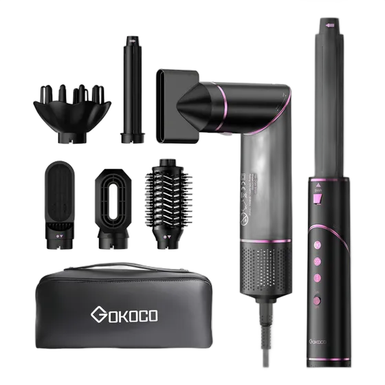 Gokoco 7-in-1 Hot Air Styler Hair Dryer Color Black