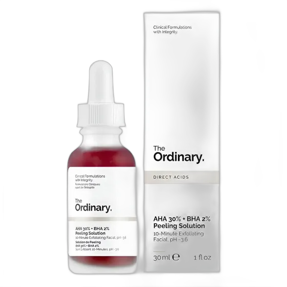 The Ordinary AHA 30% + BHA 2% Peeling Solution Serum, Night, for All Skin Types, 30mL, 20+ years