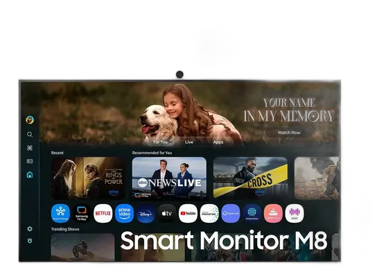 Samsung M8 Smart Monitor 32 4K Tizen Platform Tap View USB-C 65w USB Hub HDMI Bluetooth White