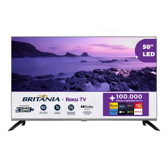 Smart TV 50 LED 4K Britania B50cra UHD Roku Dolby Audio Wi-Fi HDMI HDR10 110/220V