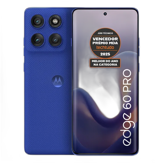 Smartphone Motorola Edge 60 Pro 5G - 256GB 24GB (12GB RAM+12GB RAM Boost) Quad-Curve Screen Moto AI 50MP Sony Camera Military Ultra-Resistance IP68 + IP69 - Blue