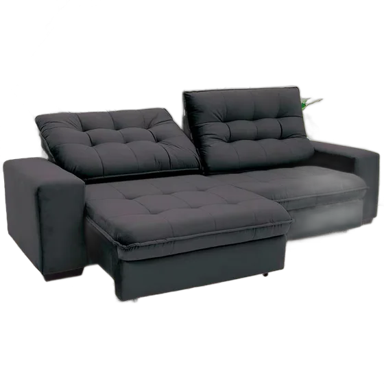 4-Seat Reclining/Retractable Sofa Benetton Linoforte - Graphite - Plain