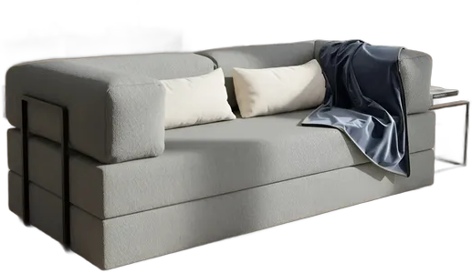 2-Seat Foam Sofa 1.90m Boucle Grey Boxed Industrial Style With Scandinavian Metal Frame