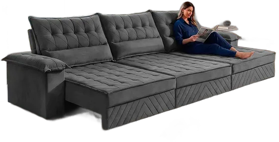 Retractable Sofa 3.60m Springs and D33 Foam Thunder Cama Inbox