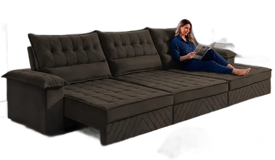 Retractable Sofa 4.20m, Springs and D33 Foam, Thunder, Inbox Bed