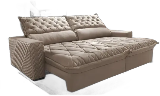 Retractable & Reclining Sofa 3.15m Cama Inbox Spazus with 3D Embroidery Velusoft Solid Beige