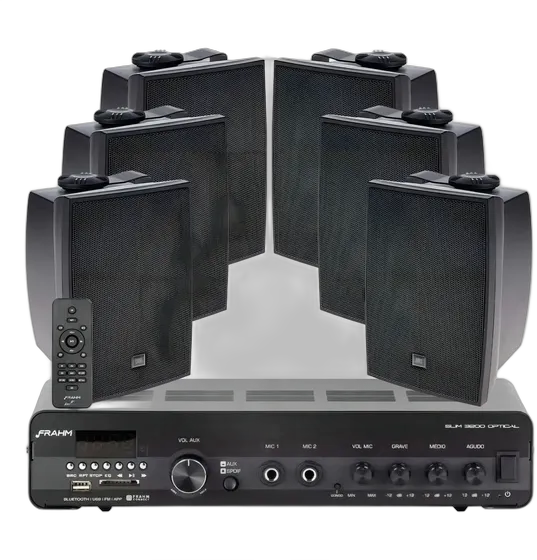 Ambient Sound System for Store, Gym, Bar Slim 3200 + 6 JBL Speakers Black