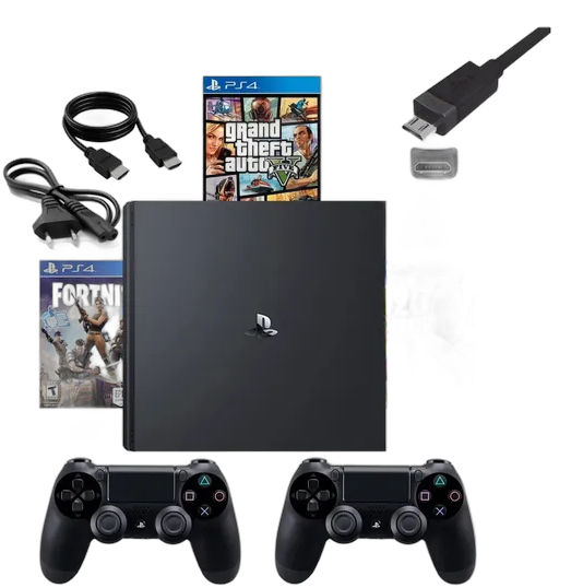 Sony PlayStation 4 PS4 Slim 1TB Onyx Black + 2 Controllers + Game (Refurbished)