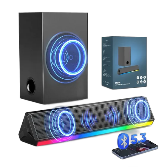 Soundbar with Subwoofer 120W RMS Home Theater For TV Bluetooth 5.3 TV Sound Bar 2.1 Channels