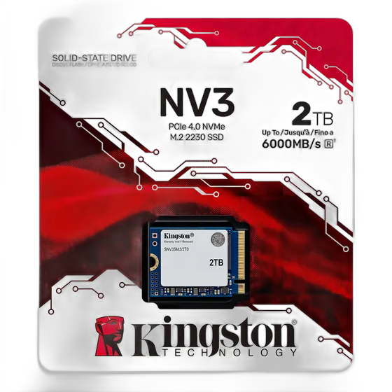 SSD M.2 2230 Kingston NV3 Mini 2TB NVMe PCIe 4.0 SNV3SM3/2T0 Read Speed up to 6000MB/s and Write up to 5000MB/s White