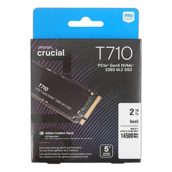 SSD M.2 NVMe Gen5 2TB Crucial T710 14,500MB/s PCIe 5.0