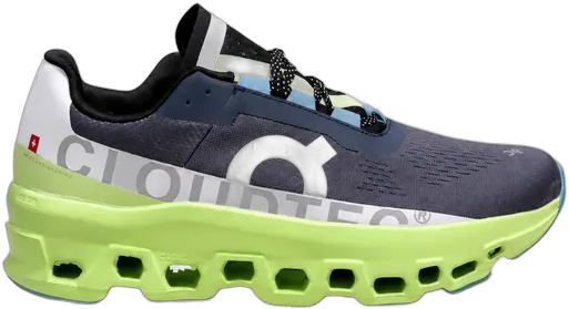 On Running Cloudmonster Men's Shoes Blue and Lime Green
