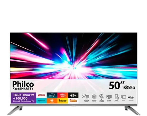 Smart TV 50 inches Philco QLED 4K Roku Built-in w/ Alexa
