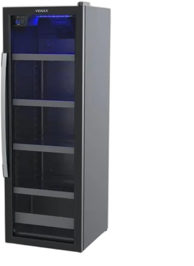 Visa Beverage Cooler Glass Door 200L Blue Light EXPVQBL 200 - Venax, Matte Black, 127V