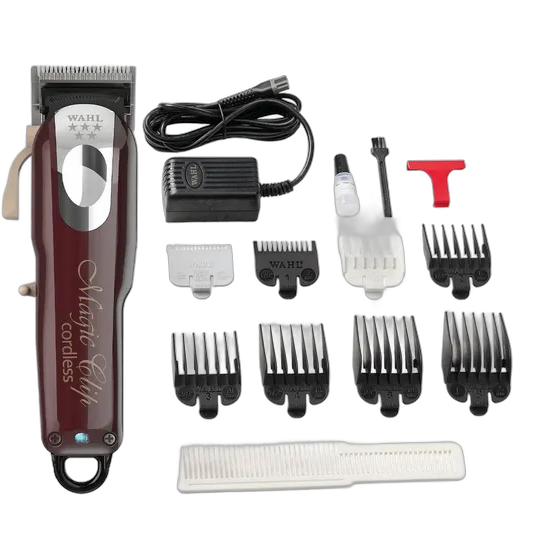 Wahl Magic Clip Professional Cordless Hair Clipper 110 and 220 Dual Voltage 5700 RPM Motor Red